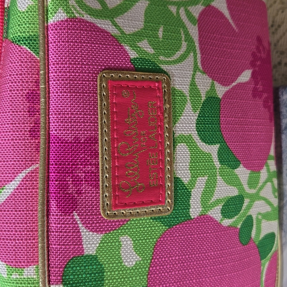 Lilly Pulitzer For Estee Lauder Makeup Bag Pink and Green Floral Bag - Picture 2 of 6